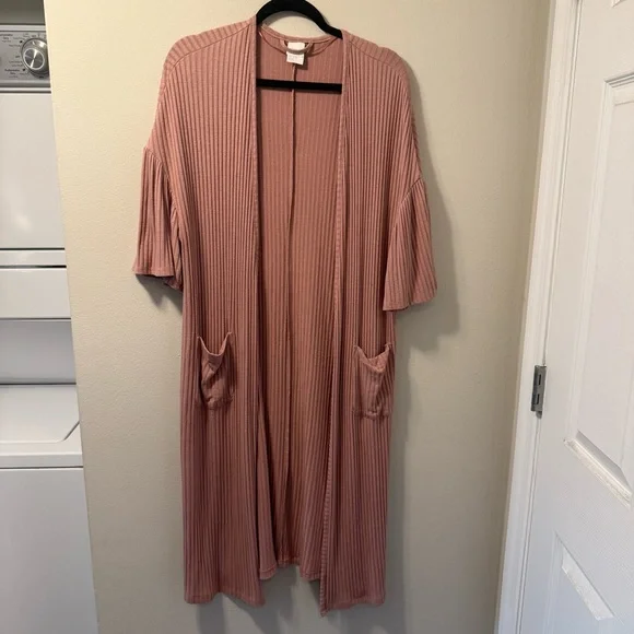 Stars Above Pink Ribbed Robe - Picture 2 of 5